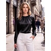 Blooming Jelly Womens Dressy Business Casual Blouse Pleated Long Sleeve Tops Satin Silk Work Shirt Fall Outfits 2026(Black)