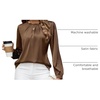 Blooming Jelly Womens Dressy Business Casual Blouse Pleated Long Sleeve Tops Satin Silk Work Shirt Fall Outfits 2026(Brown)
