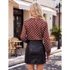 Blooming Jelly Womens Dressy Business Casual Blouse Pleated Long Sleeve Tops Satin Silk Work Shirt Fall Outfits 2026(Brown-polka Dots)