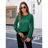 Blooming Jelly Womens Dressy Business Casual Blouse Pleated Long Sleeve Tops Satin Silk Work Shirt Fall Outfits 2026(Green)