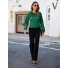 Blooming Jelly Womens Dressy Business Casual Blouse Pleated Long Sleeve Tops Satin Silk Work Shirt Fall Outfits 2026(Green)