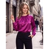 Blooming Jelly Womens Dressy Business Casual Blouse Pleated Long Sleeve Tops Satin Silk Work Shirt Fall Outfits 2026(Hot Pink)
