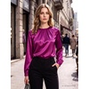 Blooming Jelly Womens Dressy Business Casual Blouse Pleated Long Sleeve Tops Satin Silk Work Shirt Fall Outfits 2026(Hot Pink)