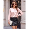 Blooming Jelly Womens Dressy Business Casual Blouse Pleated Long Sleeve Tops Satin Silk Work Shirt Fall Outfits 2026(Pink)