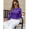 Blooming Jelly Womens Dressy Business Casual Blouse Pleated Long Sleeve Tops Satin Silk Work Shirt Fall Outfits 2026(Purple)