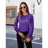 Blooming Jelly Womens Dressy Business Casual Blouse Pleated Long Sleeve Tops Satin Silk Work Shirt Fall Outfits 2026(Purple)