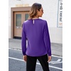 Blooming Jelly Womens Dressy Business Casual Blouse Pleated Long Sleeve Tops Satin Silk Work Shirt Fall Outfits 2026(Purple)