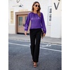 Blooming Jelly Womens Dressy Business Casual Blouse Pleated Long Sleeve Tops Satin Silk Work Shirt Fall Outfits 2026(Purple)