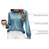 Blooming Jelly Womens Dressy Business Casual Blouse Pleated Long Sleeve Tops Satin Silk Work Shirt Fall Outfits 2026(Turquoise)