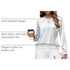 Blooming Jelly Womens Dressy Business Casual Blouse Pleated Long Sleeve Tops Satin Silk Work Shirt Fall Outfits 2026(White)