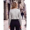 Blooming Jelly Womens Dressy Business Casual Blouse Pleated Long Sleeve Tops Satin Silk Work Shirt Fall Outfits 2026(White-polka Dots)
