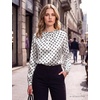Blooming Jelly Womens Dressy Business Casual Blouse Pleated Long Sleeve Tops Satin Silk Work Shirt Fall Outfits 2026(White-polka Dots)