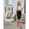 Blooming Jelly Women’s Dressy Business Casual Blouses Silk Puff Sleeve Tops Summer Outfits V Neck Pleated Work Shirts 2025(Apricot)