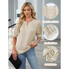 Blooming Jelly Women’s Dressy Business Casual Blouses Silk Puff Sleeve Tops Summer Outfits V Neck Pleated Work Shirts 2025(Apricot)