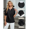 Blooming Jelly Women’s Dressy Business Casual Blouses Silk Puff Sleeve Tops Summer Outfits V Neck Pleated Work Shirts 2025(Black)
