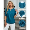 Blooming Jelly Women’s Dressy Business Casual Blouses Silk Puff Sleeve Tops Summer Outfits V Neck Pleated Work Shirts 2025(Turquoise)