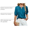 Blooming Jelly Women’s Dressy Business Casual Blouses Silk Puff Sleeve Tops Summer Outfits V Neck Pleated Work Shirts 2025(Turquoise)