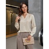 Blooming Jelly Womens Dressy Casual Blouses Long Sleeve Fall Work Tops(Beige)