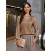 Blooming Jelly Womens Dressy Casual Blouses Long Sleeve Fall Work Tops(Camel)