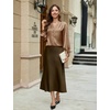 Blooming Jelly Womens Dressy Casual Blouses Long Sleeve Fall Work Tops(Camel)