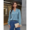 Blooming Jelly Womens Dressy Casual Blouses Long Sleeve Fall Work Tops(Turquoise)