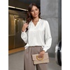 Blooming Jelly Womens Dressy Casual Blouses Long Sleeve Fall Work Tops(White)