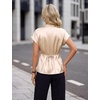 Blooming Jelly Womens Dressy Casual Blouses Satin Button Down Cap Sleeve Business Tops Tie Back Summer Outfits(Apricot)