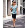 Blooming Jelly Womens Dressy Casual Blouses Satin Button Down Cap Sleeve Business Tops Tie Back Summer Outfits(Blue)