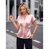 Blooming Jelly Womens Dressy Casual Blouses Satin Button Down Cap Sleeve Business Tops Tie Back Summer Outfits(Pink)