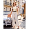 Blooming Jelly Womens Dressy Casual Blouses Work Short Sleeve Shirts Silk Satin V Neck Tops Summer Business Outfits(Beige)
