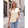 Blooming Jelly Womens Dressy Casual Tops Satin Work Blouses Cap Sleeve Button Down Shirts Summer Business Outfits(Apricot)
