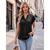 Blooming Jelly Womens Dressy Casual Tops Satin Work Blouses Cap Sleeve Button Down Shirts Summer Business Outfits(Black)