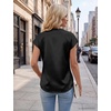 Blooming Jelly Womens Dressy Casual Tops Satin Work Blouses Cap Sleeve Button Down Shirts Summer Business Outfits(Black)