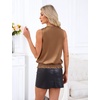 Blooming Jelly Womens Dressy Tank Tops Summer Sleeveless Work Blouses Silk Satin Shirts Business Casual Outfits 2025(Camel)