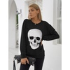 Blooming Jelly Women’s Halloween Sweatshirts Skull Shirts Fall Sweater(Black)