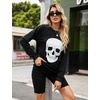 Blooming Jelly Women’s Halloween Sweatshirts Skull Shirts Fall Sweater(Black)
