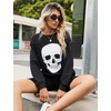 Blooming Jelly Women’s Halloween Sweatshirts Skull Shirts Fall Sweater(Black)