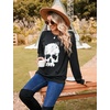 Blooming Jelly Women’s Halloween Sweatshirts Skull Shirts Fall Sweater(Dark Black)