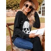 Blooming Jelly Women’s Halloween Sweatshirts Skull Shirts Fall Sweater(Dark Black)