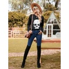 Blooming Jelly Women’s Halloween Sweatshirts Skull Shirts Fall Sweater(Dark Black)