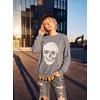 Blooming Jelly Women’s Halloween Sweatshirts Skull Shirts Fall Sweater(Grey)
