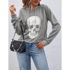 Blooming Jelly Women’s Halloween Sweatshirts Skull Shirts Fall Sweater(Grey-hoodie)