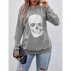 Blooming Jelly Women’s Halloween Sweatshirts Skull Shirts Fall Sweater(Grey-hoodie)