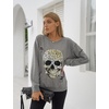 Blooming Jelly Women’s Halloween Sweatshirts Skull Shirts Fall Sweater(Grey-leopard Skull)
