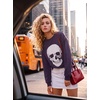 Blooming Jelly Women’s Halloween Sweatshirts Skull Shirts Fall Sweater(Purple)