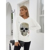 Blooming Jelly Women’s Halloween Sweatshirts Skull Shirts Fall Sweater(White)