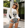 Blooming Jelly Women’s Halloween Sweatshirts Skull Shirts Fall Sweater(White)