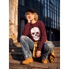 Blooming Jelly Women’s Halloween Sweatshirts Skull Shirts Fall Sweater(Wine Red)