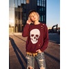 Blooming Jelly Women’s Halloween Sweatshirts Skull Shirts Fall Sweater(Wine Red)