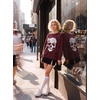 Blooming Jelly Women’s Halloween Sweatshirts Skull Shirts Fall Sweater(Wine Red)